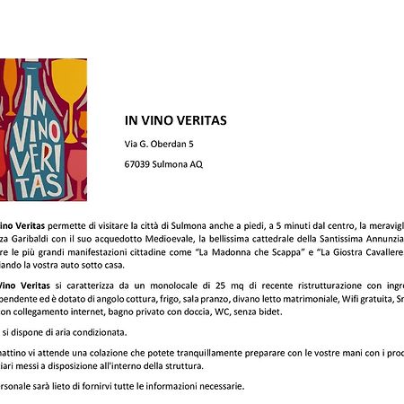In Vino Veritas Sulmona Zewnętrze zdjęcie